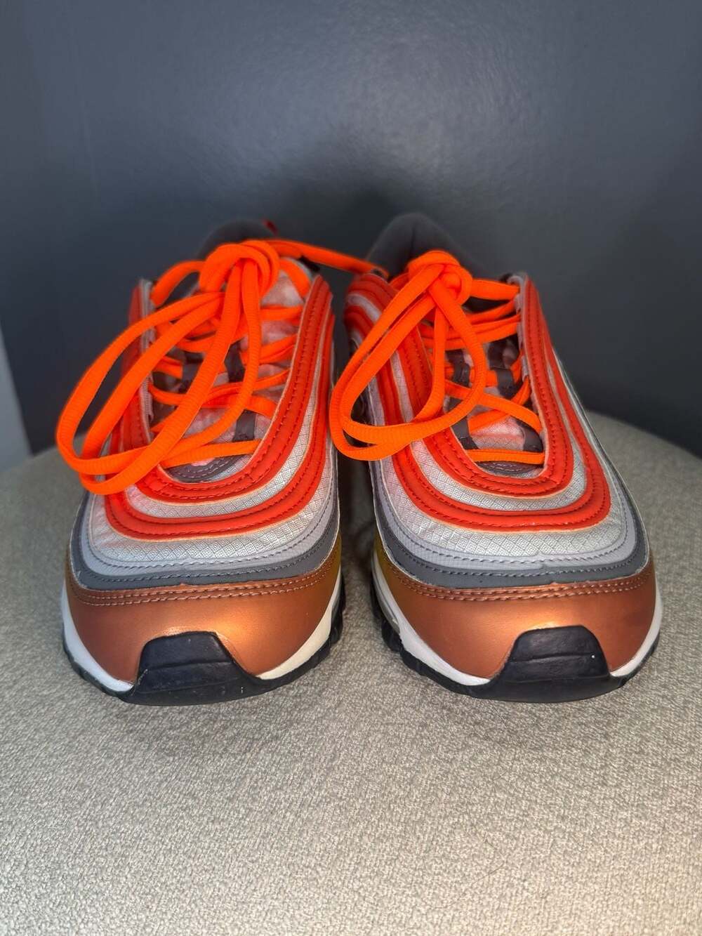 Nike Air Max 97 SE GS Metallic Red Bronze Team Orange Running Shoes